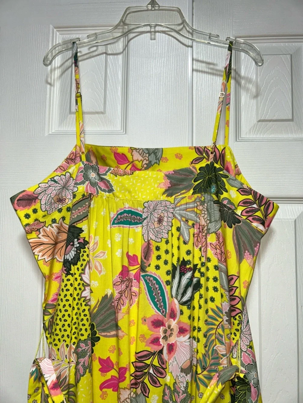 💗NWT LOFT Yellow Floral Strappy Flounce Midi Dress - Size 14 - Picture 5 of 9
